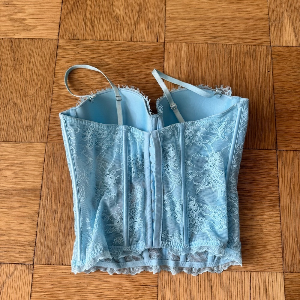 NWT Victorias Secret Light Blue Lace Bustier Lingerie Corset - Picture 2 of 6